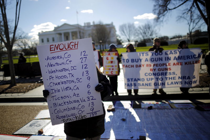 © Reuters. Gun control activists rally in front of the White House in Washington 