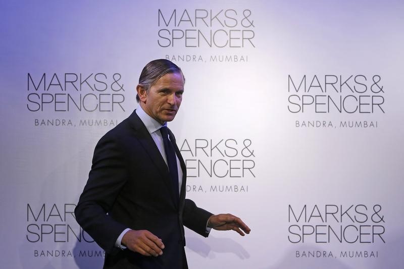 © Reuters. Marks & Spencer Chief Executive Bolland poses at the opening of a Marks & Spencer store in Mumbai