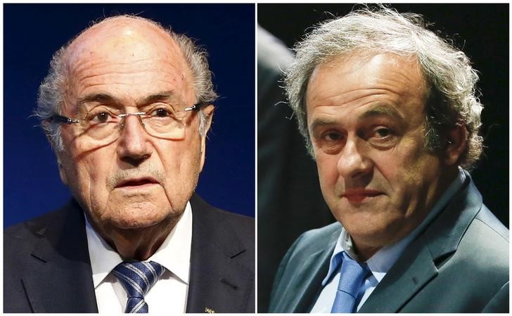 © Reuters. Ex-presidentes da Fifa, Joseph Blatter, e da Uefa, Michel Platini