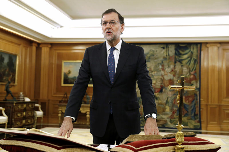 © Reuters. Primeiro-ministro da Espanha, Mariano Rajoy, durante cerimônia de posse em Madri