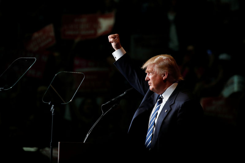 © Reuters. Republican presidential nominee Donald Trump holds a campaign event in Eau Claire