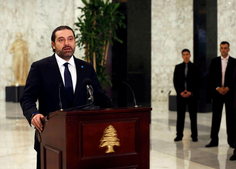 © Reuters. Novo primeiro-ministro do Líbano, Saad al-Hariri, durante discurso no palácio presidencial, em Baabda