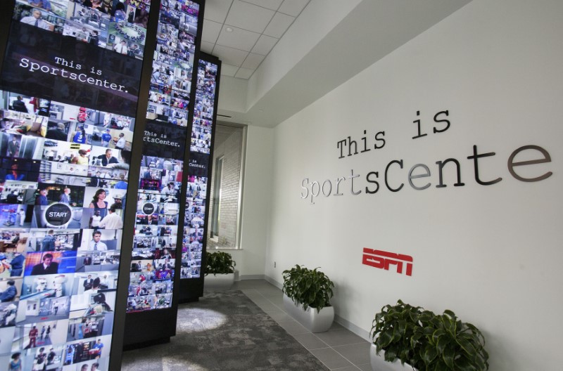 © Reuters. Interactive walls in the lobby of Digital Center 2, a new 194,000 sq. ft  building on the ESPN campus in Bristol