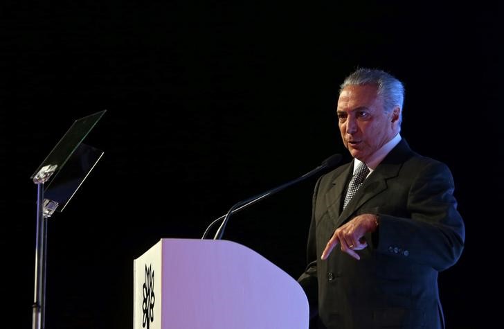 © Reuters. Presidente Michel Temer discura em fórum político e econômico em São Paulo, Brasil