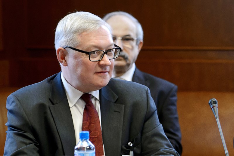 © Reuters. Russian Deputy Foreign Minister Ryabkov looks on at the start of closed-door nuclear talks at the United Nations offices in Geneva