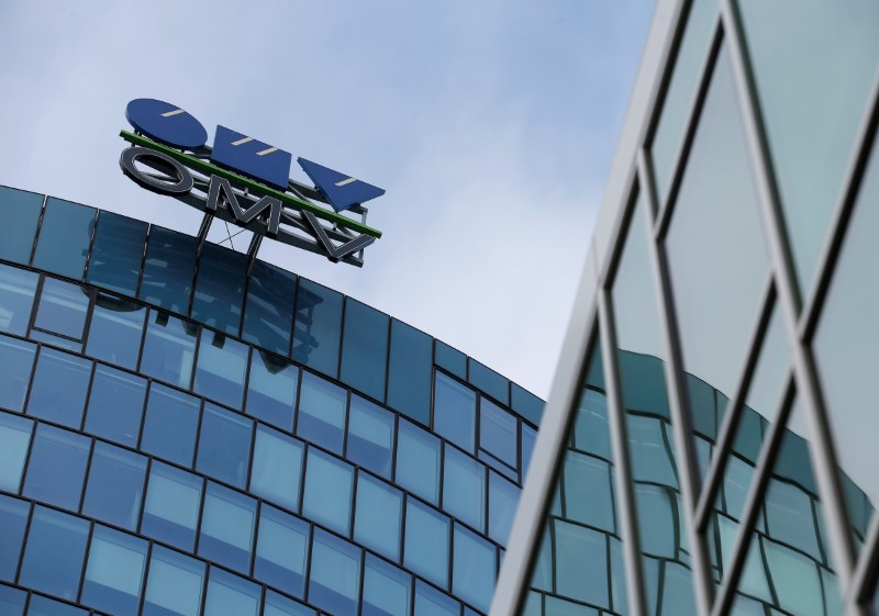 © Reuters. The logo of Austrian oil and gas group OMV is pictured at its headquarters in Vienna