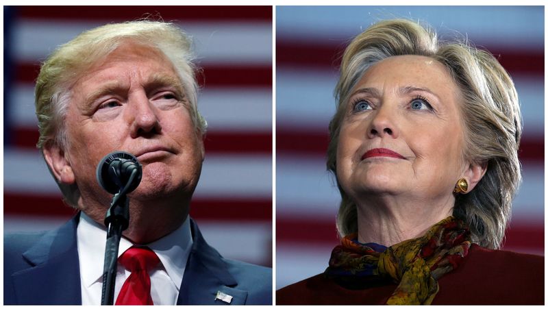 © Reuters. Candidatos à Presidência dos Estados Unidos Donald Trump e Hillary Clinton durante comícios de campanha