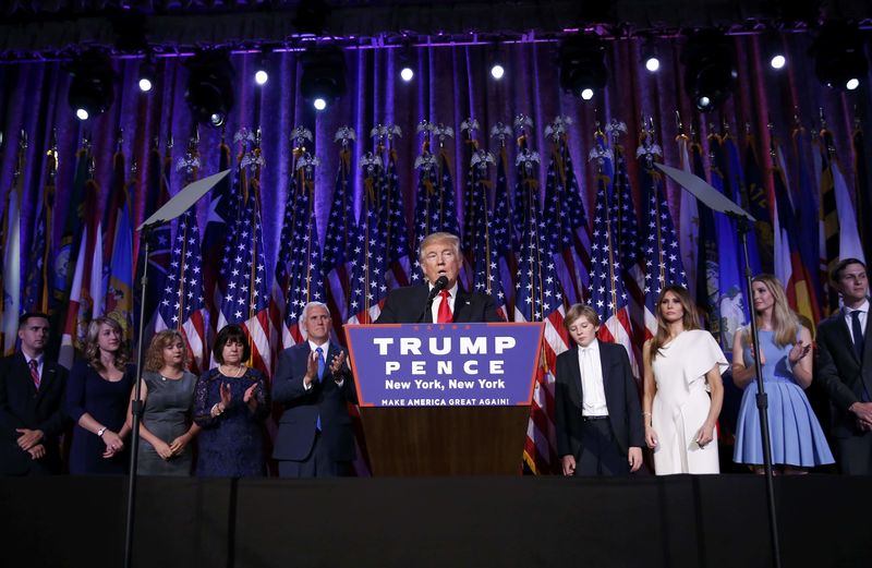 © Reuters. Presidente eleito dos Estados Unidos, Donald Trump, durante discurso em Manhattan