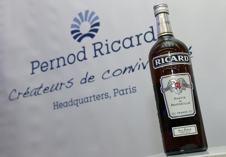 © Reuters. A bottle of Ricard is pictured during a news conference to present the company's 2015-2016 half-year results in Paris