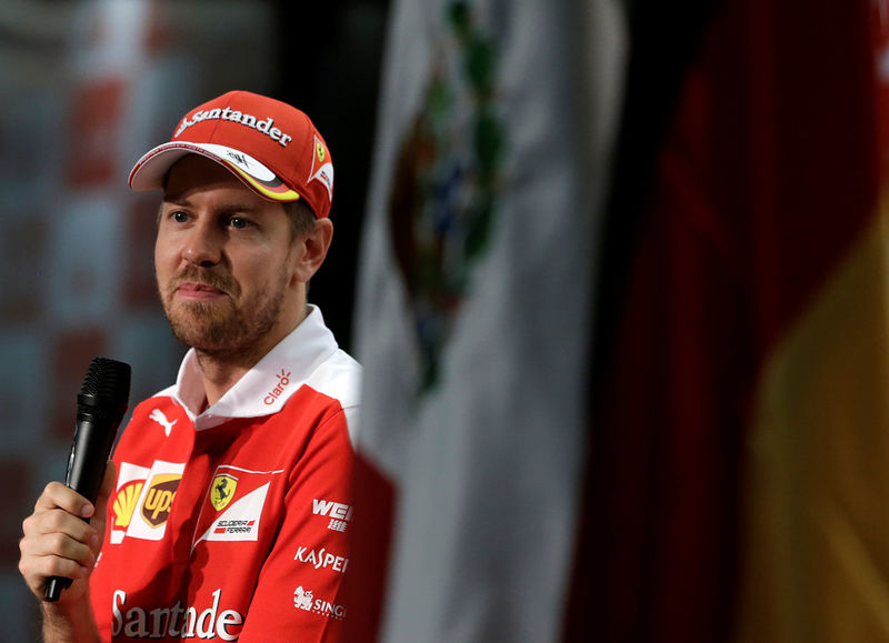 © Reuters. Ferrari Formula One driver Vettel of Germany attends a news conference in Mexico City