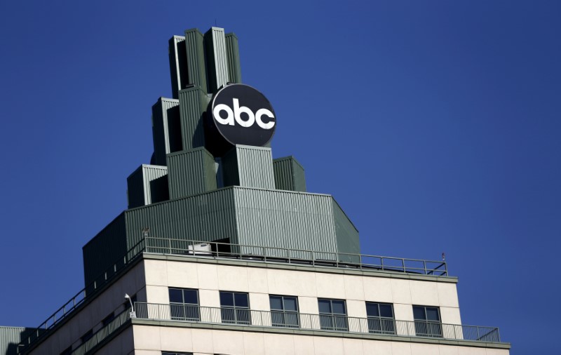 © Reuters. A logo for ABC is pictured atop a building in Burbank