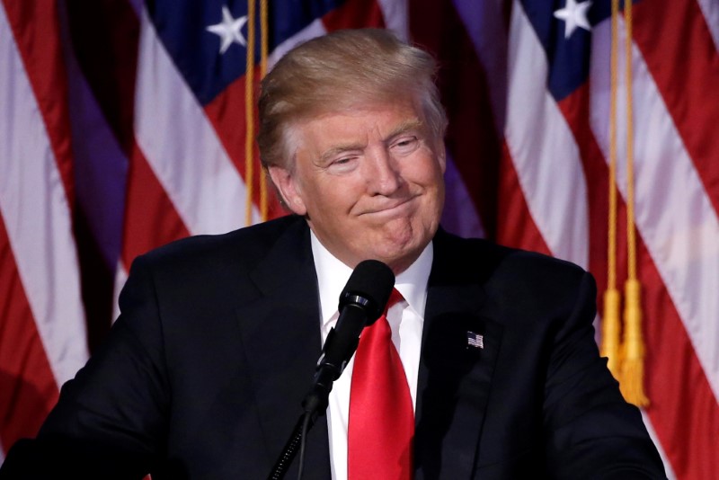 © Reuters. Presidente eleito dos EUA, Donald Trump, em evento eleitoral em Nova York, Estados Unidos