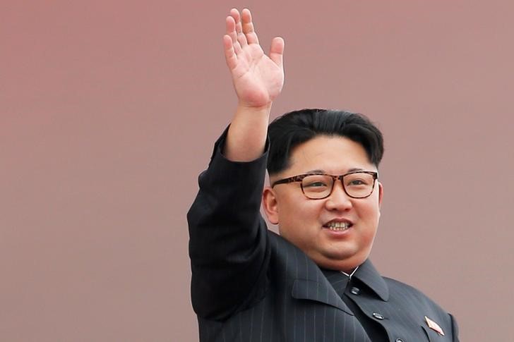 © Reuters. File picture of North Korean leader Kim Jong Un waving to the crowd as he presides over a mass rally and parade in the capital's main ceremonial square, in Pyongyang, North Korea