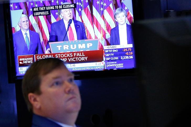 © Reuters. Trader works on the floor of the NYSE