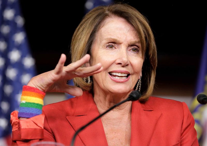 © Reuters. House Minority Leader Nancy Pelosi speaks during a media briefing on Capitol Hill in Washington