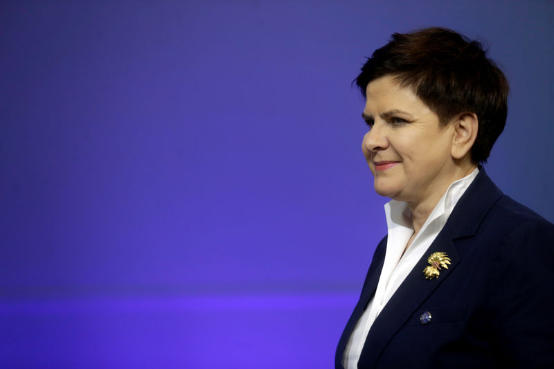 © Reuters. Poland's PM Szydlo arrives to the meeting of heads of government Central and Eastern European countries and China in Riga