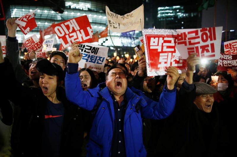 © Reuters. Protesto contra presidente em Seoul