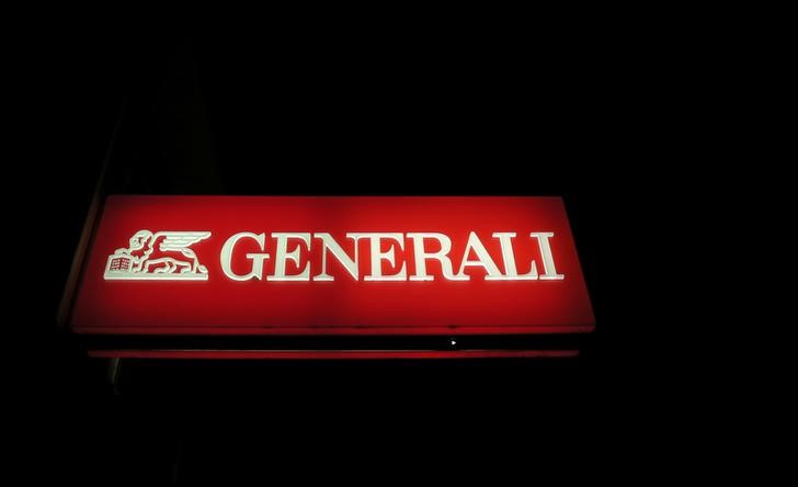 © Reuters. A banner with a logo of Generali insurance is seen outside of one of its branch offices in Telfs