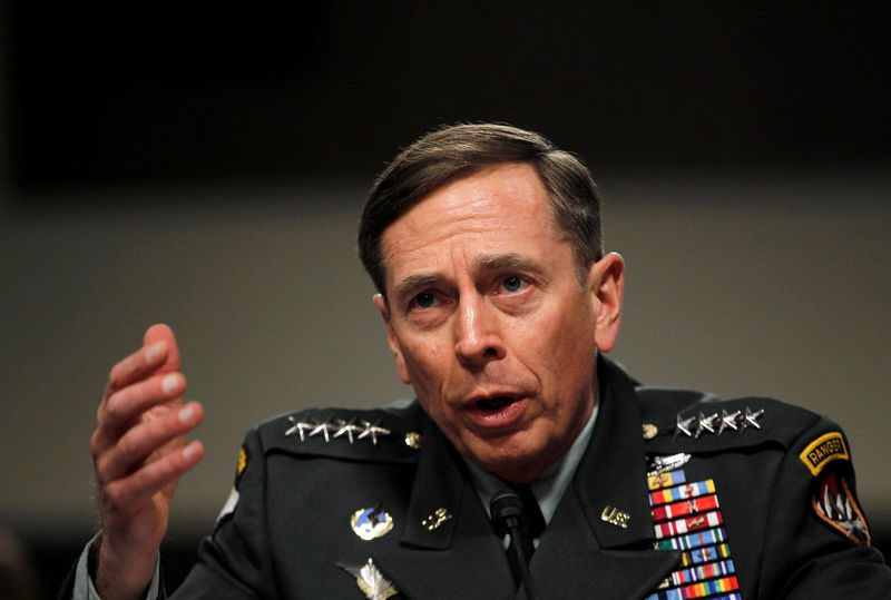 © Reuters. File photo of U.S. General Petraeus, commander of the international security assistance force and commander of U.S. Forces in Afghanistan, testifies at a Senate Armed Services committee on Capitol Hill in Washington