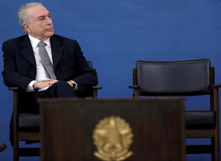 © Reuters. Presidente Michel Temer durante lançamento de nova linha de crédito da Caixa Econômica Federal no Palácio do Planalto, em Brasília, Brasil