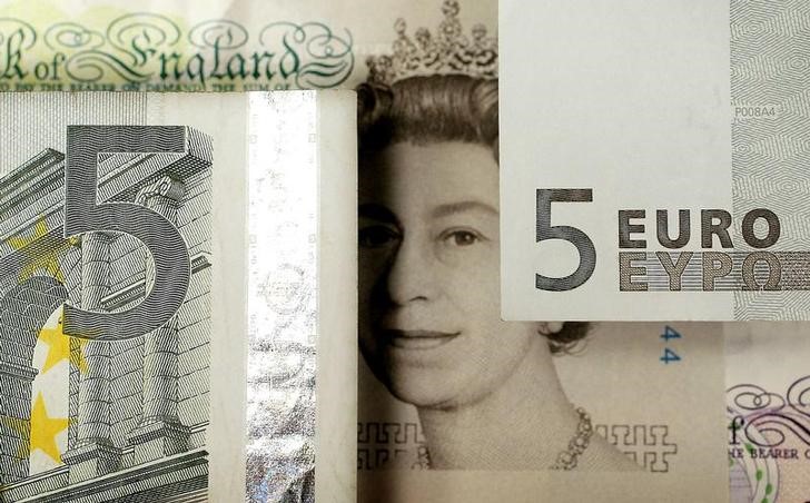 © Reuters. A generic image shows the face of Britain's Queen Elizabeth II seen on a five pound note alongside e..