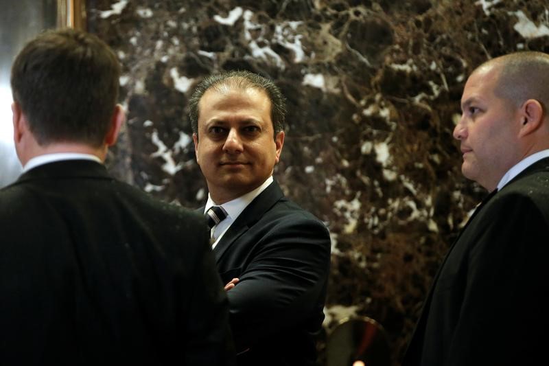 © Reuters. Preet Bharara, the U.S. Attorney for the Southern District of New York stands by the elevators upon his arrival at Trump Tower to meet with U.S. President-elect Donald Trump in New York