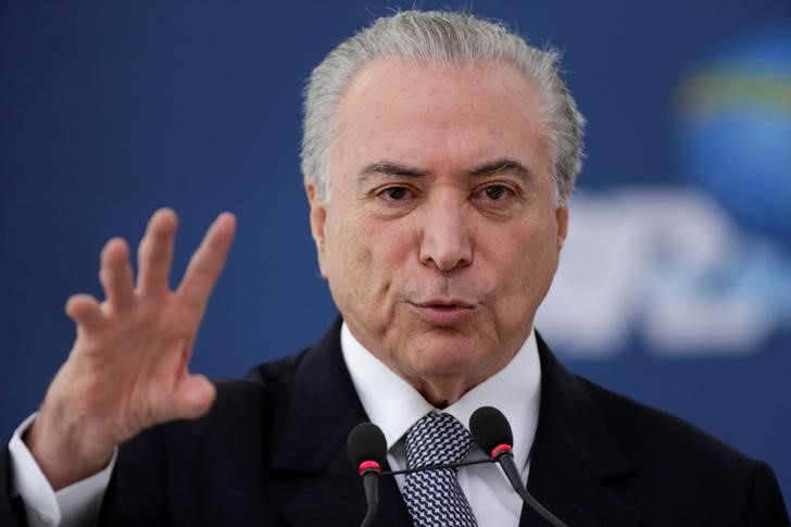 © Reuters. Presidente Michel Temer durante cerimônia no Palácio do Planalto, em Brasília