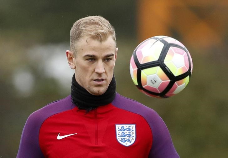 © Reuters. England's Joe Hart during training