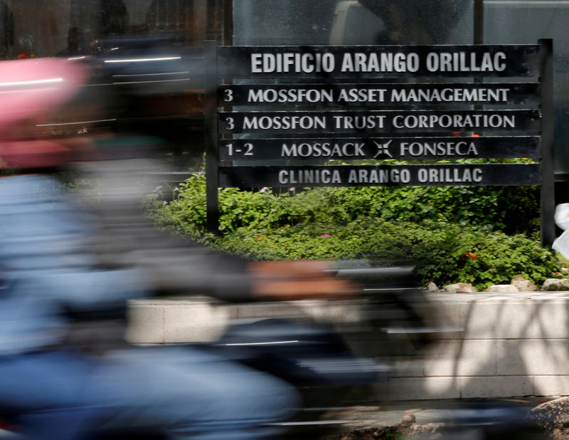 © Reuters. A company list showing the Mossack Fonseca law firm is pictured outside the Arango Orillac Building in Panama City