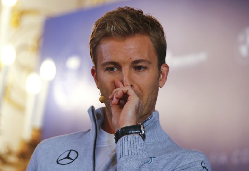 © Reuters. Mercedes' Formula One World Champion Nico Rosberg of Germany speaks during a news conference as he announces his retirement in Vienna