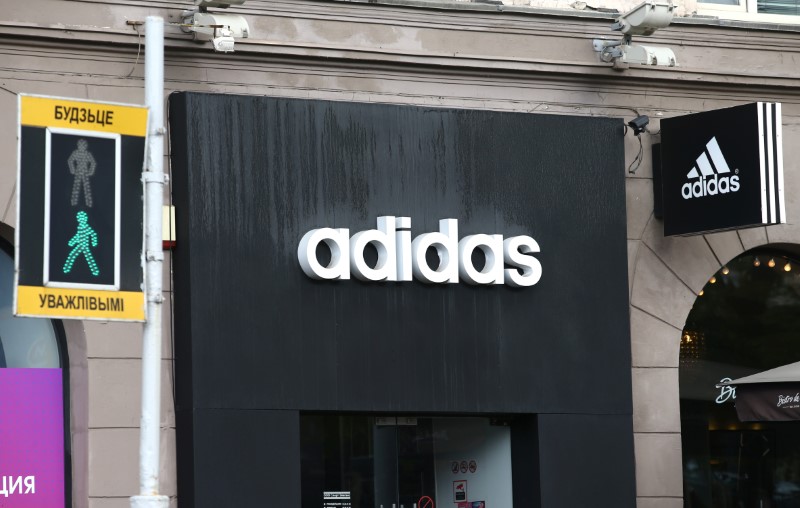 © Reuters. Logo of Adidas company is seen on a building in Minsk