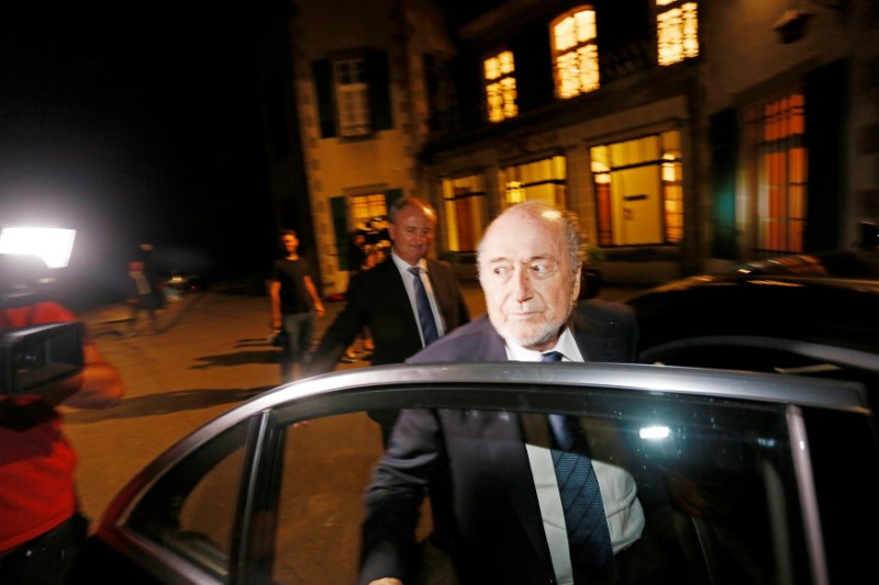 © Reuters. File photo of former FIFA President Blatter leaving the CAS in Lausanne