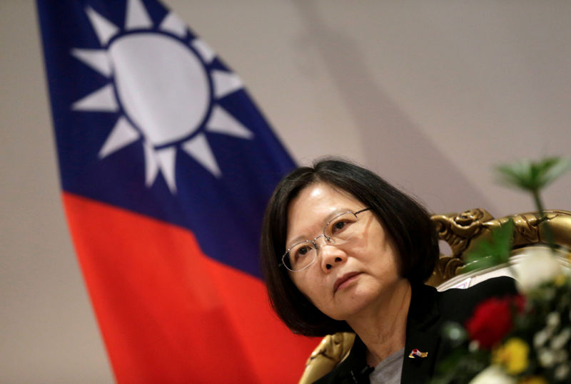 © Reuters. File photo of Taiwan's President Tsai Ing-wen speaking during an interview in Luque