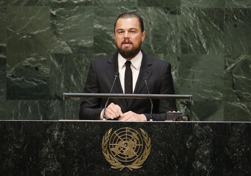 © Reuters. Leonardo DiCaprio durante discurso em cúpula da ONU em Nova York