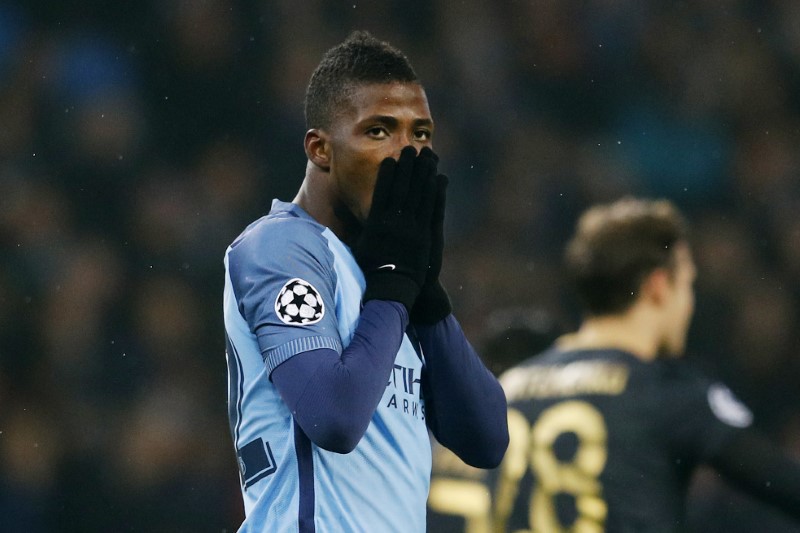 © Reuters. Manchester City's Kelechi Iheanacho reacts after a missed chance