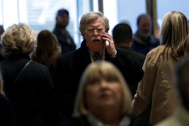 © Reuters. Former U.S. Ambassador to the United Nations Bolton speaks on a mobile phone as he arrives for a meeting with U.S. President-elect Donald Trump at Trump Tower in New York