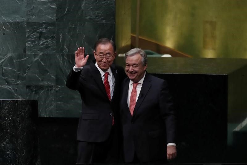 © Reuters. البرتغالي جوتيريش يؤدي اليمين أمينا عاما للأمم المتحدة