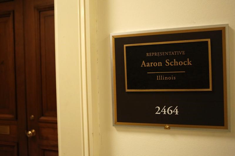 © Reuters. The office of Rep Aaron Schock (R-IL) is seen on Capitol Hill