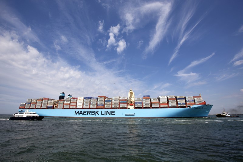© Reuters. The MV Maersk Mc-Kinney Moller, the world's biggest container ship, arrives at the harbour of Rotterdam