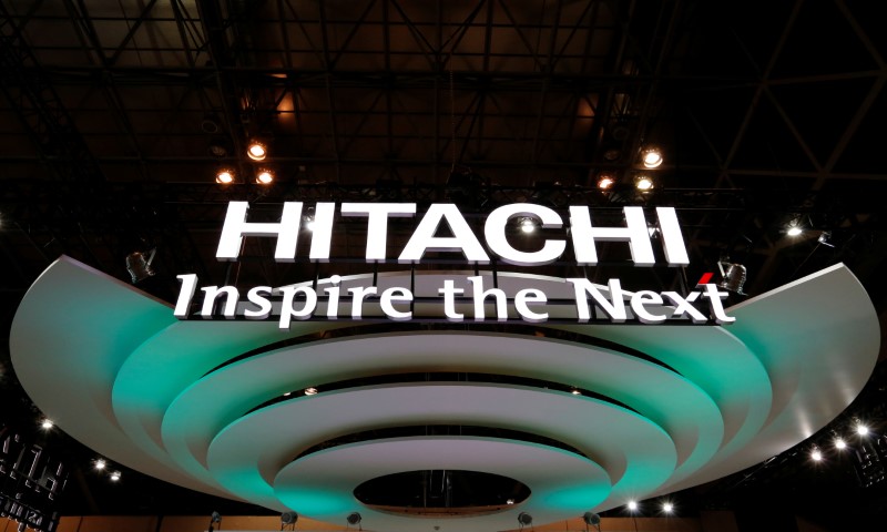 © Reuters. Logo of Hitachi Ltd. is pictured at CEATEC JAPAN 2016 in Chiba