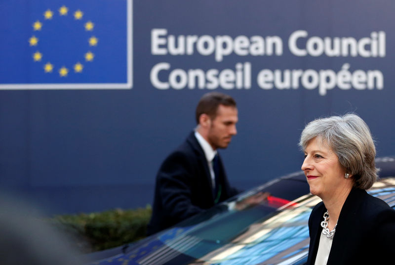 © Reuters. Britain's PM May arrives at a EU leaders summit in Brussels