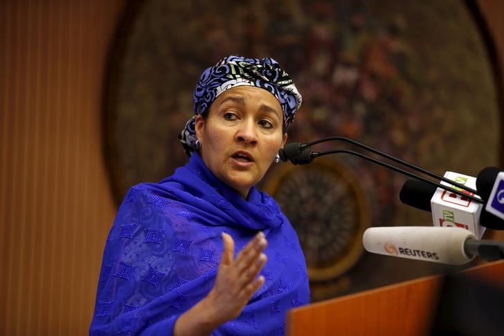 © Reuters. Amina Mohammed fala durante evento em Abuja