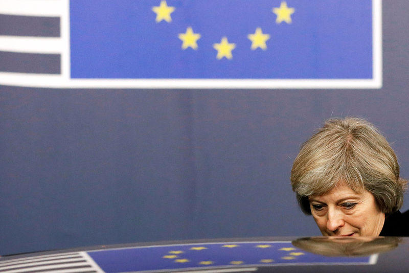 © Reuters. Britain's Prime Minister Theresa May leaves a EU Summit in Brussels