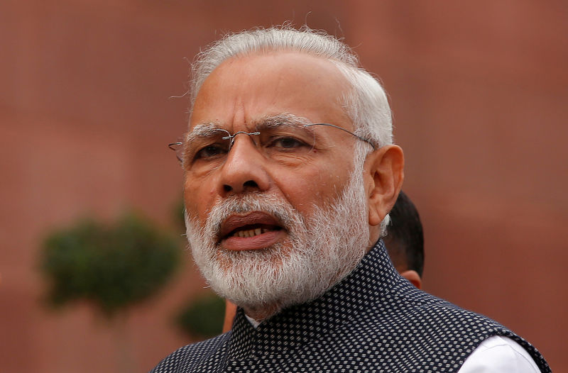 © Reuters. File picture of India's Prime Minister Modi speaking inside the parliament premises in New Delhi