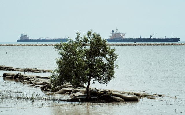 © Reuters. Ships are seen off the coast of Johor