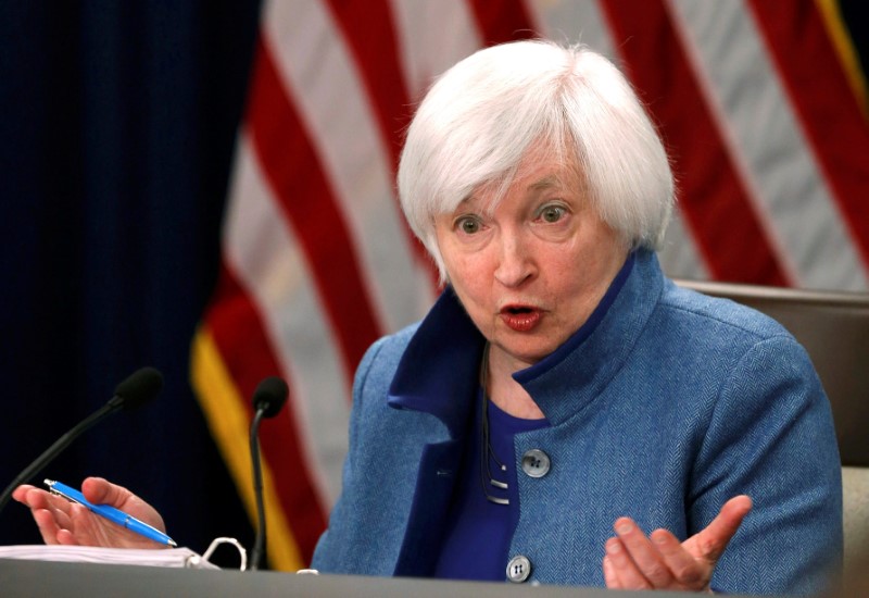© Reuters. Federal Reserve  Chair Yellen addresses news conference following FOMC meeting in Washington