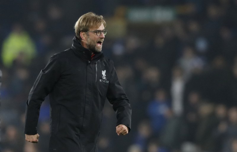 © Reuters. Liverpool manager Juergen Klopp celebrates after the match