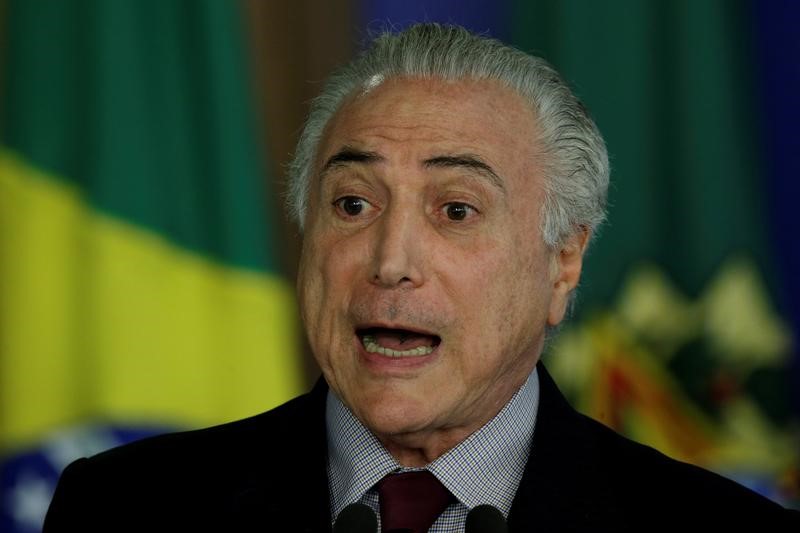 © Reuters. Presidente Michel Temer durante cerimônia no Palácio do Planalto, Brasília