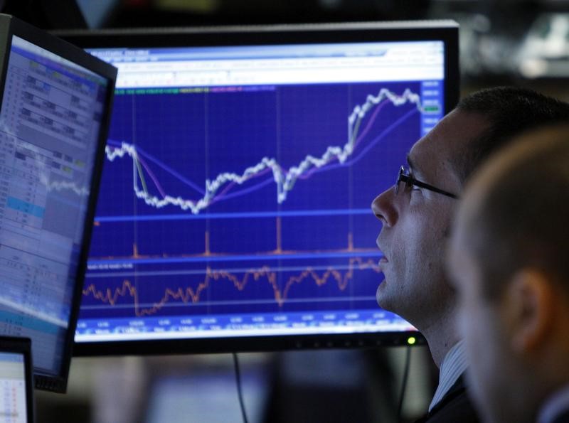 © Reuters. File Photo: Traders work on the floor of the New York Stock Exchange