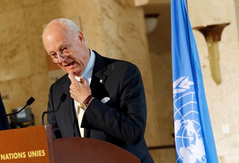 © Reuters. Enviado da ONU para a Síria, Staffan de Mistura, durante entrevista coletiva em Genebra